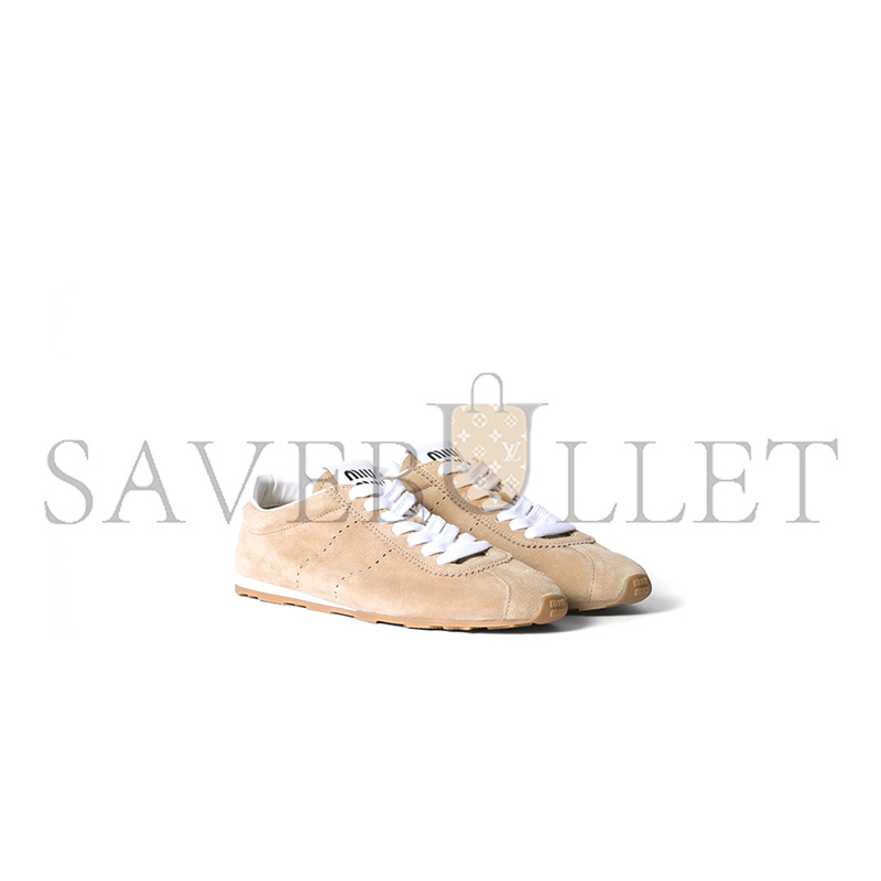 MIU MIU PLUME SUEDE LEATHER SNEAKERS 5E114E